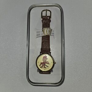 Armitron Looney Tunes Elmer Fudd Watch 1990‎ Quartz Leather Band With Tin Case